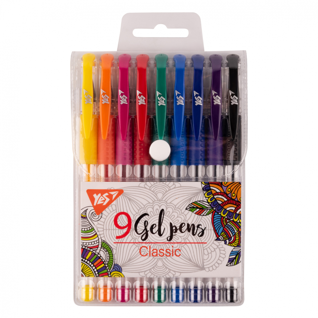 Ручка гелева Yes набір Classic 9 штук (420430) - зображення 1