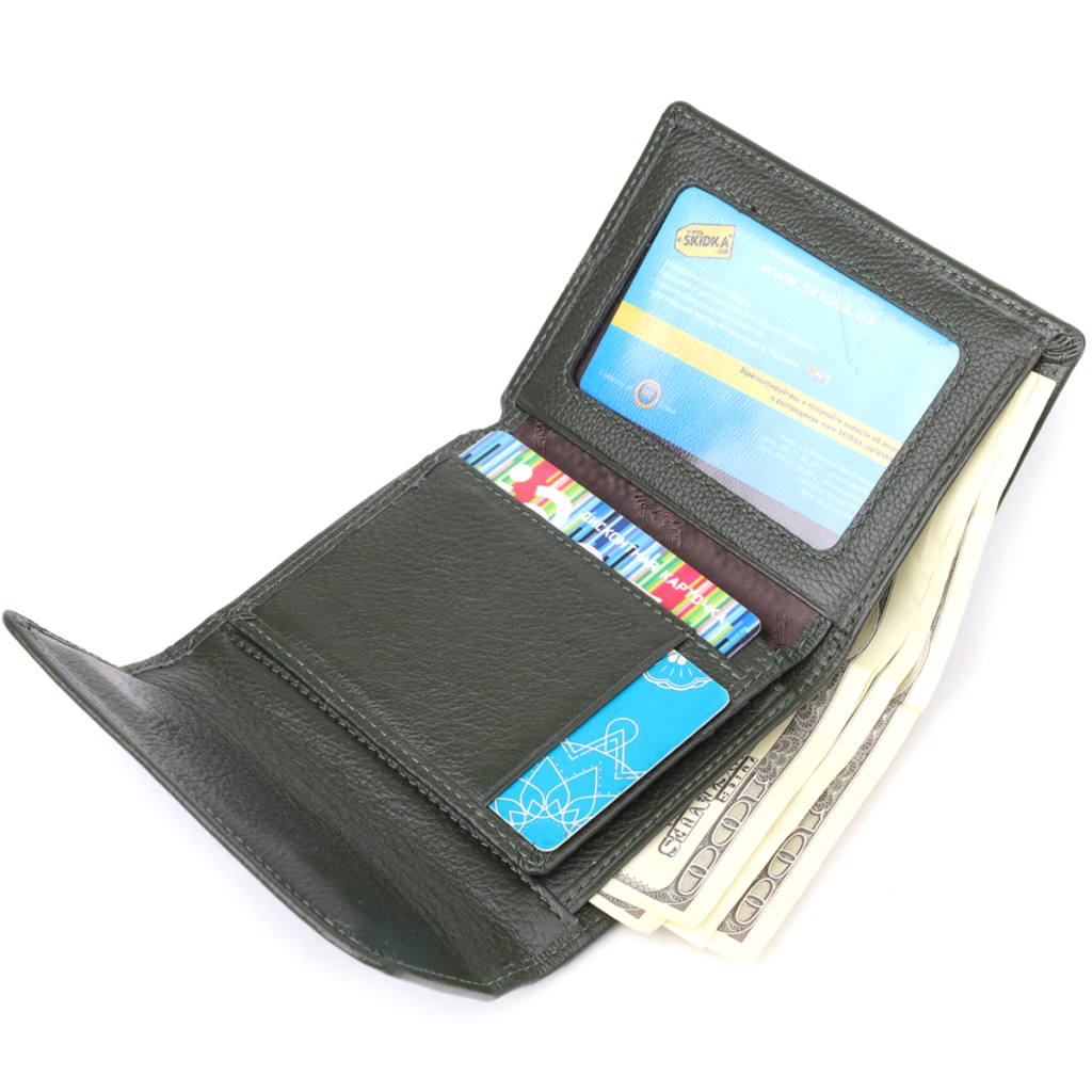 Гаманець ST Leather З натуральної шкіри Зелений (23075) - зображення 6