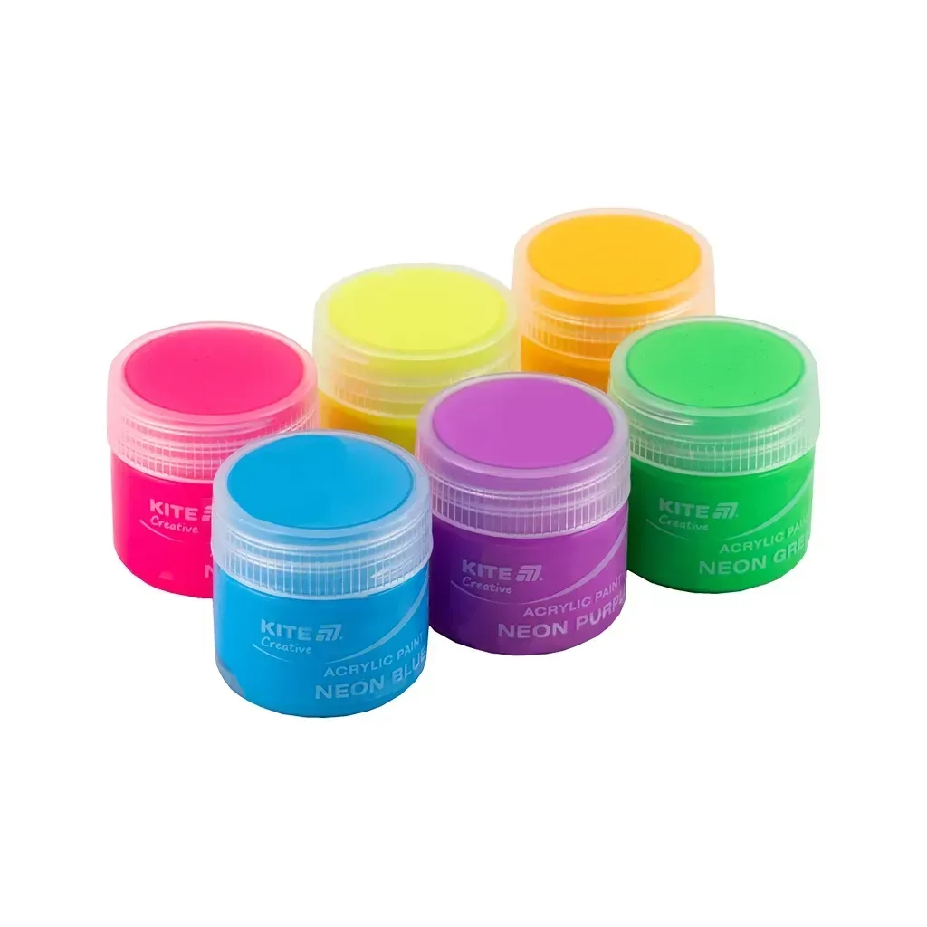 Акрилові фарби Kite Creative 6 неонових кольорів, 20 мл (K-274) - изображение 4