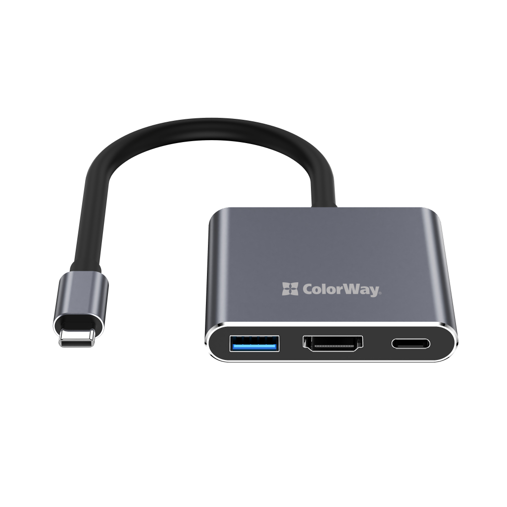 Концентратор ColorWay USB-C 3-in-1 USB 3.0 + HDMI 4K + USB-C PD100W (CW-HUB08) - изображение 3