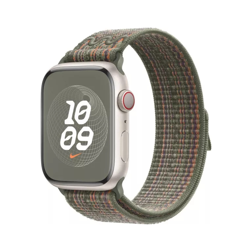 Ремінець до смарт-годинника Apple 41mm Sequoia/Orange Nike Sport Loop (MTL33ZM/A) - зображення 1
