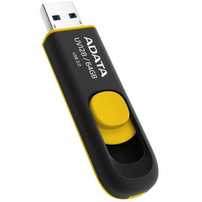 USB флеш накопичувач ADATA 64GB UV128 Black-Yellow USB 3.0 (AUV128-64G-RBY) - зображення 4