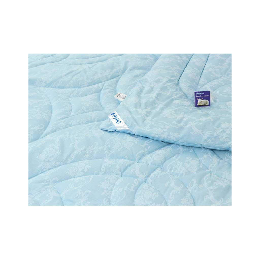 Ковдра Руно Вовняна Вензель блакитна 200х220 см (322.02ШУ_Блакитний вензель) - зображення 4