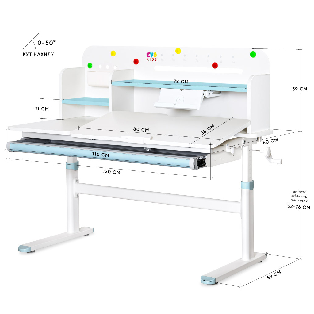 Парта Evo-kids Blue (TH-360 WG/BL) - зображення 3
