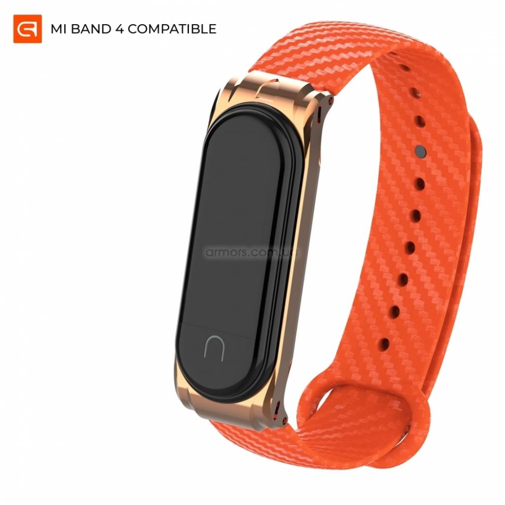Ремінець до фітнес браслета Armorstandart Carbon Silicone Series для Xiaomi Mi Band 4/3 Orange (ARM55197) - зображення 1