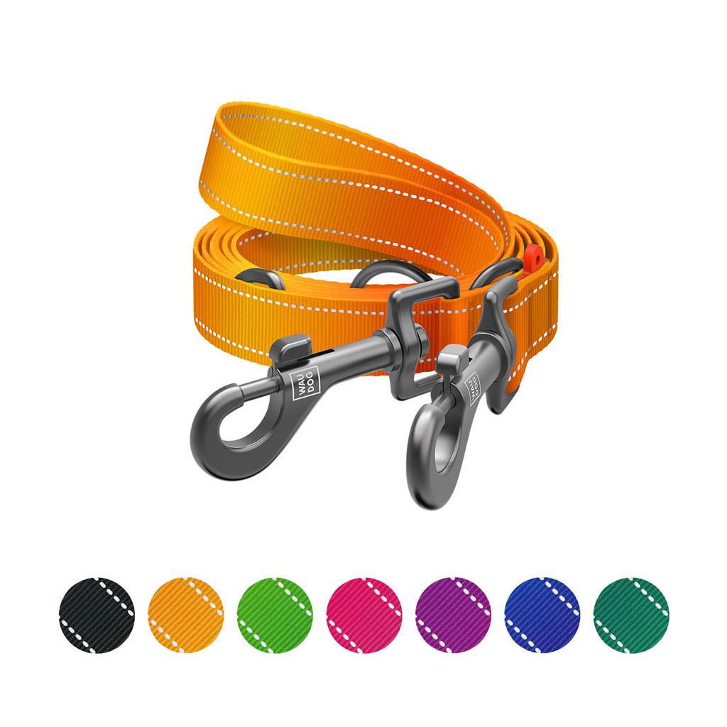 Повідець для собак WAUDOG Nylon Mono світловідбивний М помаранчевий (46484) - зображення 5