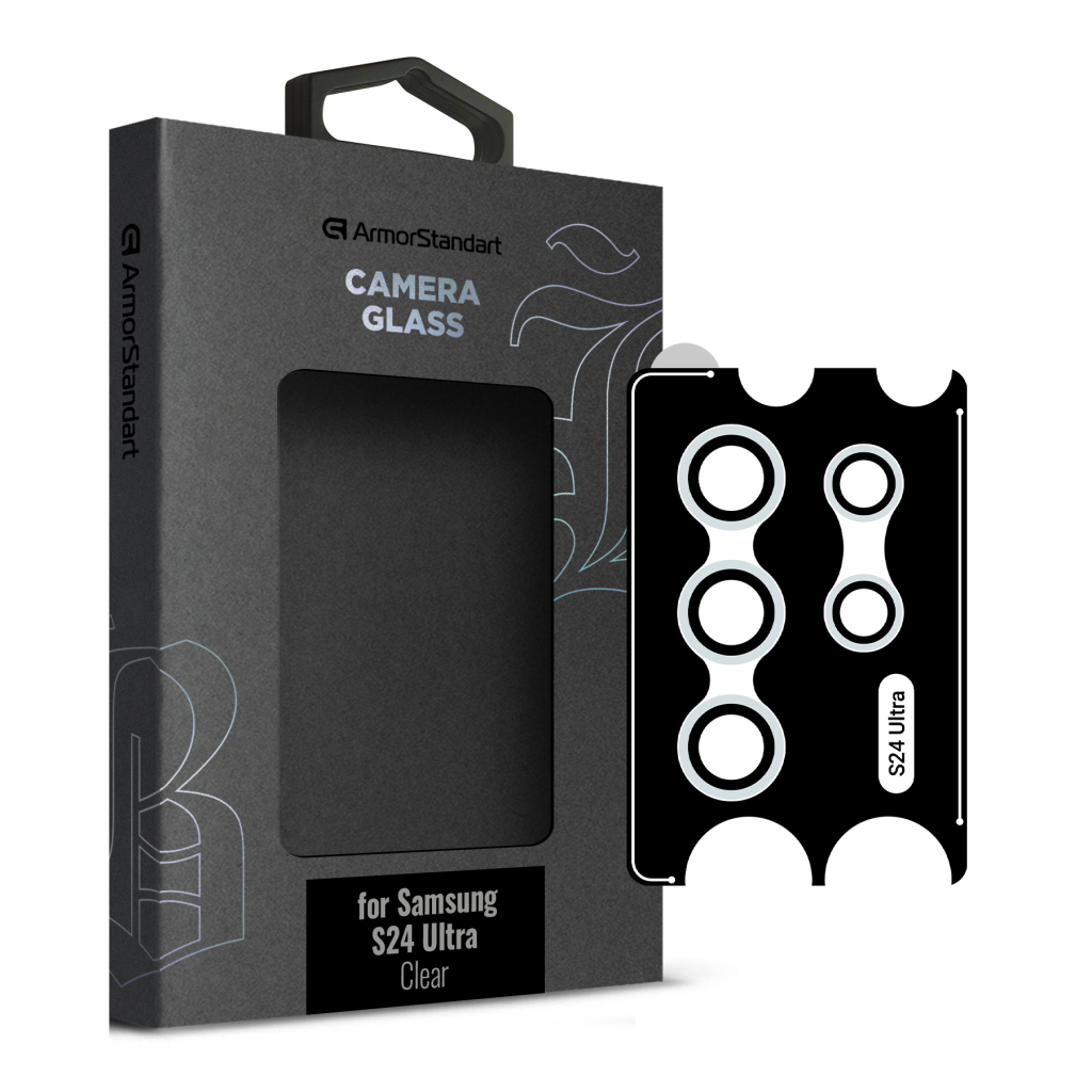Скло захисне Armorstandart Camera glass Supreme Black Icon Samsung S24 Ultra Clear (ARM76616) - зображення 1