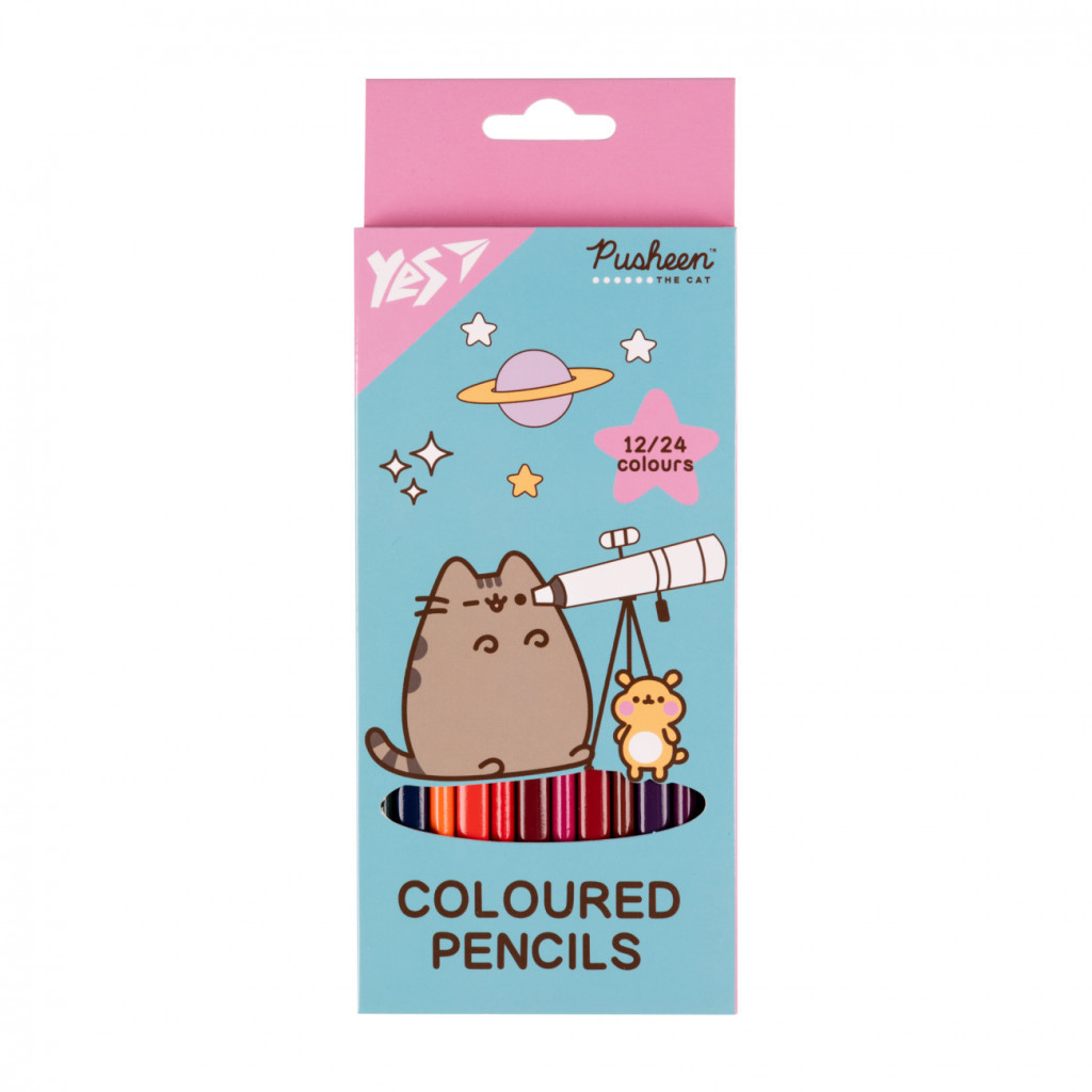 Олівці кольорові Yes Pusheen Cheek двосторонні 12 шт. 24 кол (290745) - зображення 1