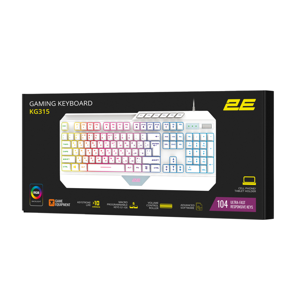 Клавіатура 2E Gaming KG315 RGB USB UA White (2E-KG315UWT) - зображення 8