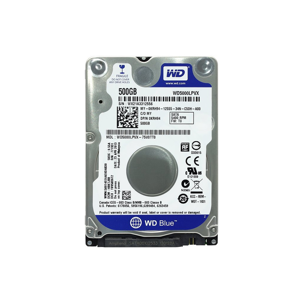 Жорсткий диск для ноутбука 2.5" 500GB WD (#WD5000LPVX-FR#) - зображення 1