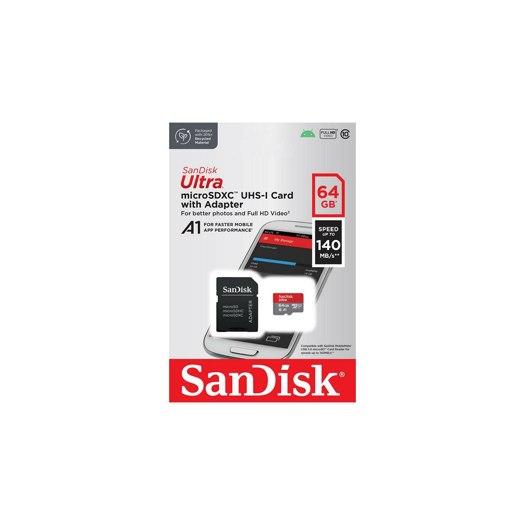 Карта пам'яті SanDisk 64GB microSD class 10 UHS-I Ultra (SDSQUAB-064G-GN6MA) - изображение 5