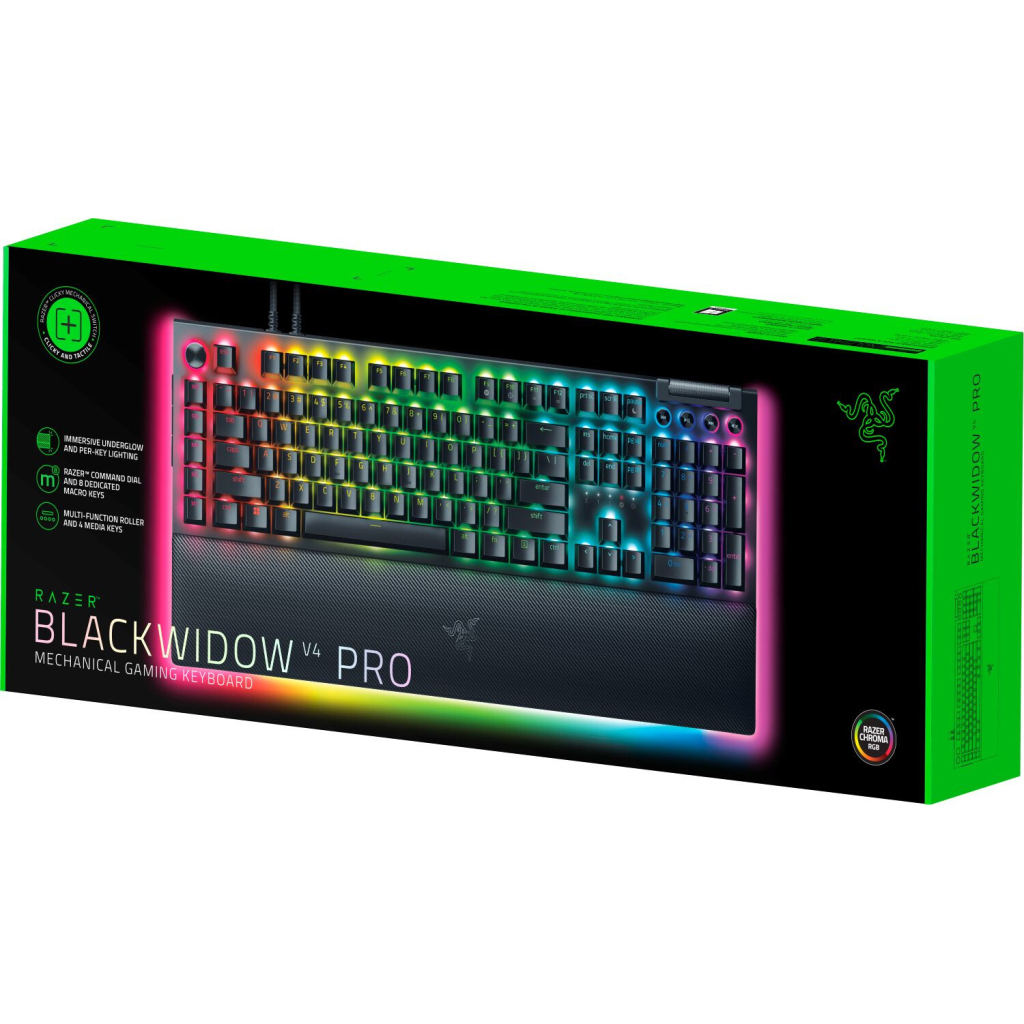 Клавіатура Razer BlackWidow V4 PRO Green Switch USB UA Black (RZ03-04680100-R3M1) - зображення 6