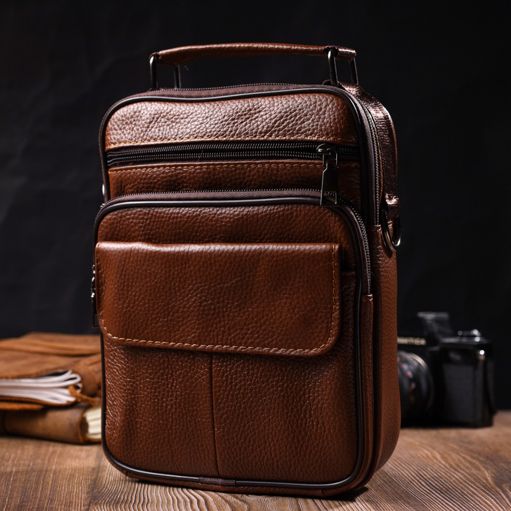 Сумка Vintage Чоловіча з натуральної шкіри Світло-коричнева (21954) - зображення 8
