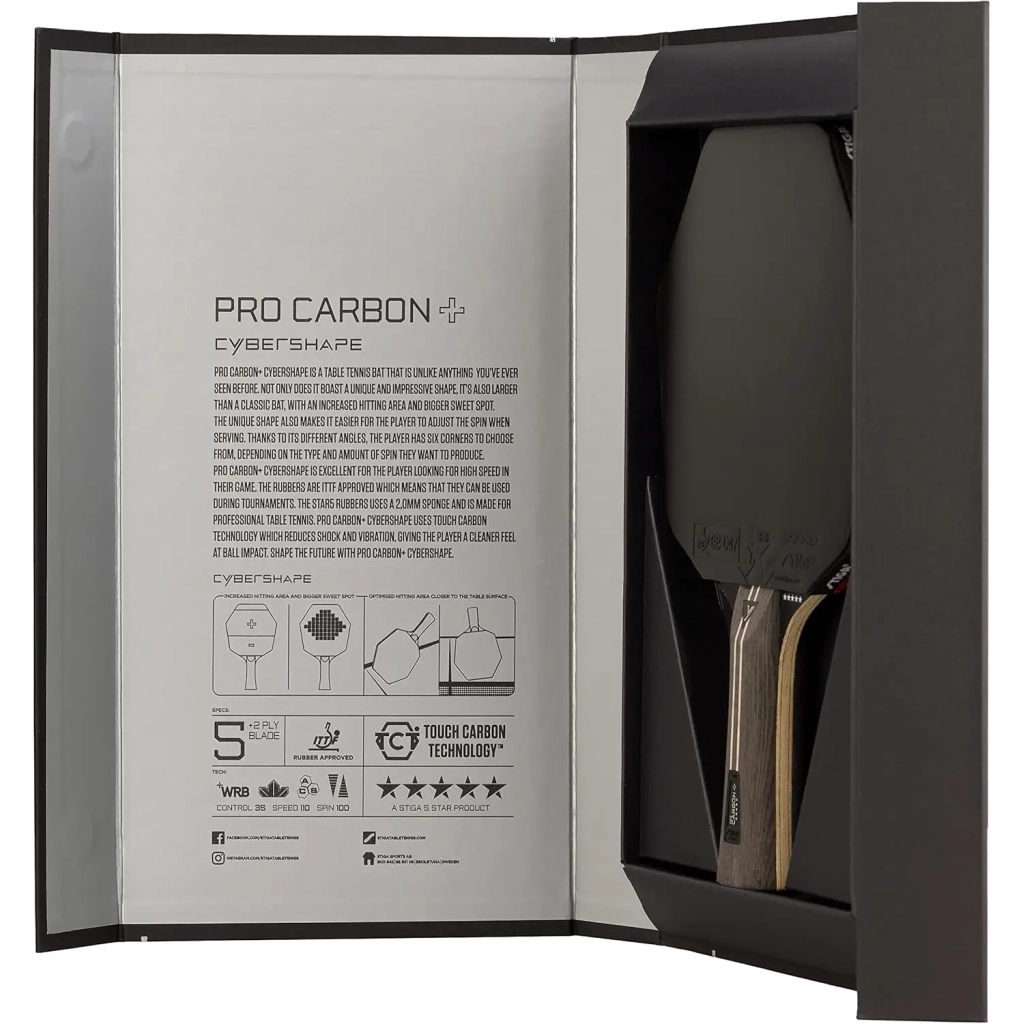 Ракетка для настільного тенісу Stiga Pro Carbon Plus Cybershape 5 Star FL (1215-0401-35) (931184) - зображення 5