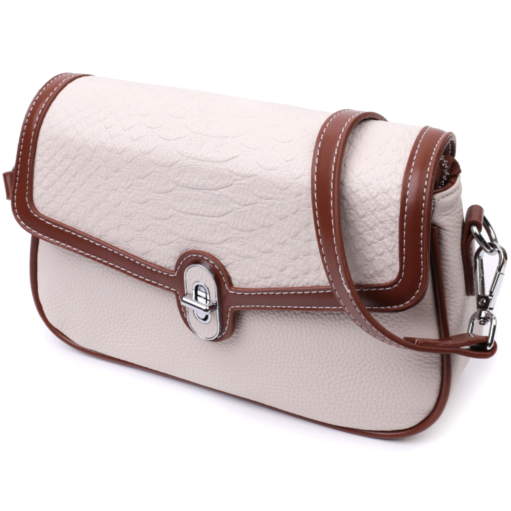 Сумка Vintage Жіноча з фактурним клапаном з натуральної шкіри Біла (22623) - зображення 1