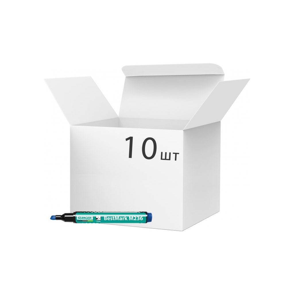 Маркер Stanger водостійкий, 1-4 мм, клин. накінечник синій 10 шт (MARKER-PER-STM236BL1) - зображення 1