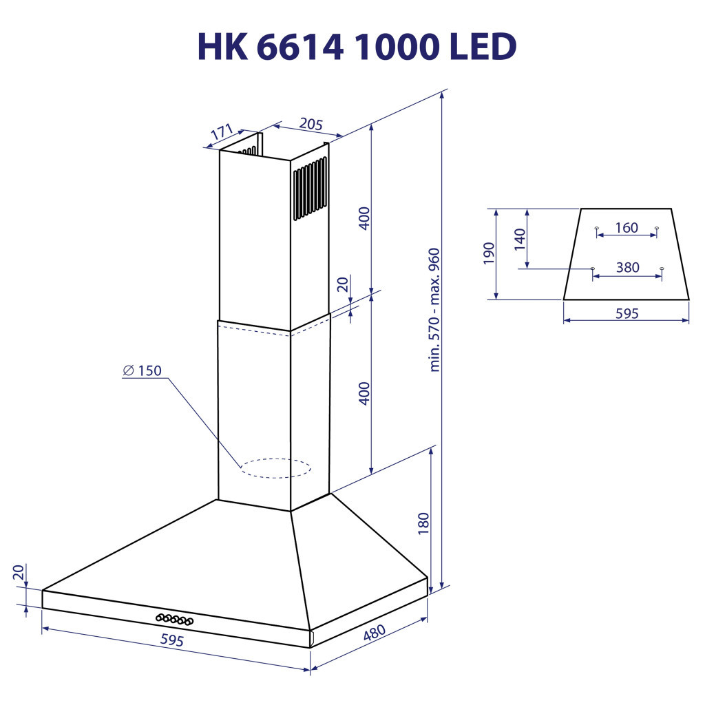 Витяжка кухонна Minola HK 6614 WH 1000 LED - зображення 11