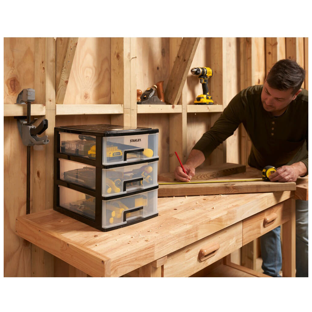 Ящик для інструментів Stanley вертикальний з 3-ма висувними відділеннями, пластмасовий, 341x251x320 мм (STST40712-1) - зображення 3