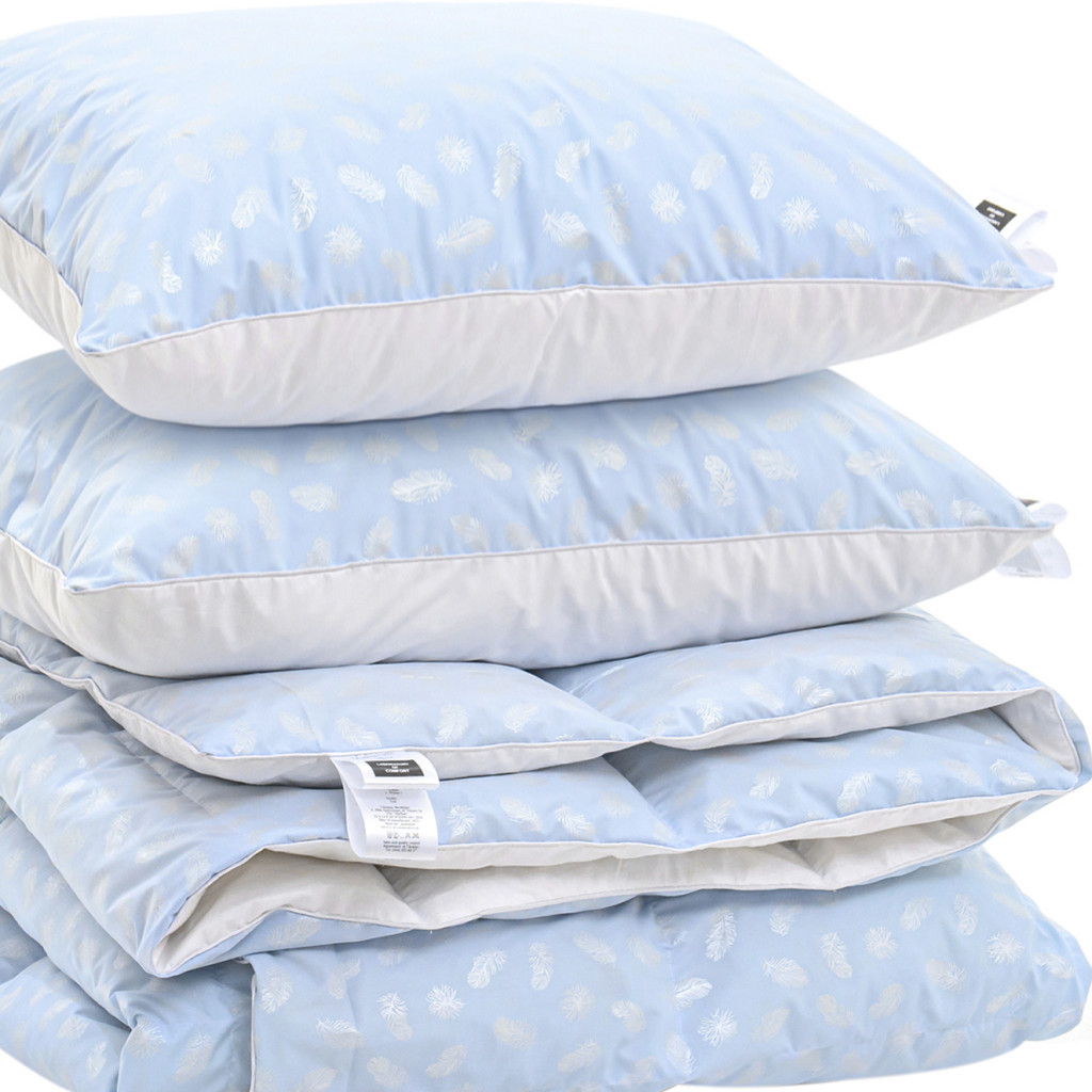 Ковдра MirSon Набір пуховий №2111 Bio-Blue Зима 90% пух 140х205 + подушки 50х70 2 шт пружні (2200003021813) - зображення 1