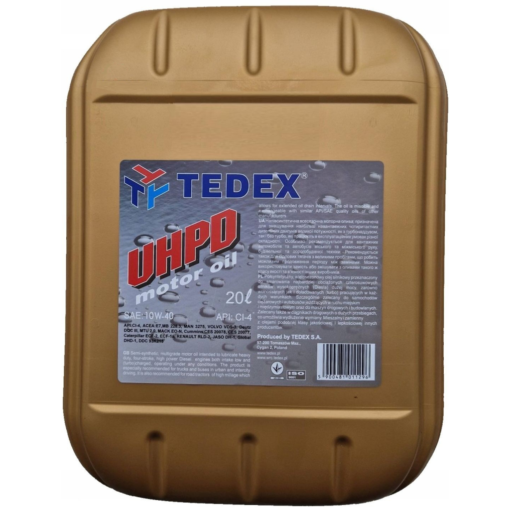 Моторна олива TEDEX UHPD MOTOR OIL CI-4 10W40 - 20л - зображення 1