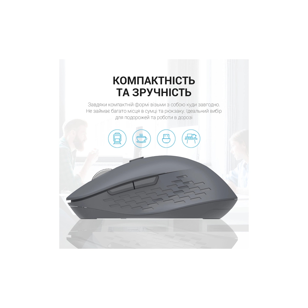 Мишка OfficePro M230G Silent Click Wireless/Bluetooth Gray - зображення 10