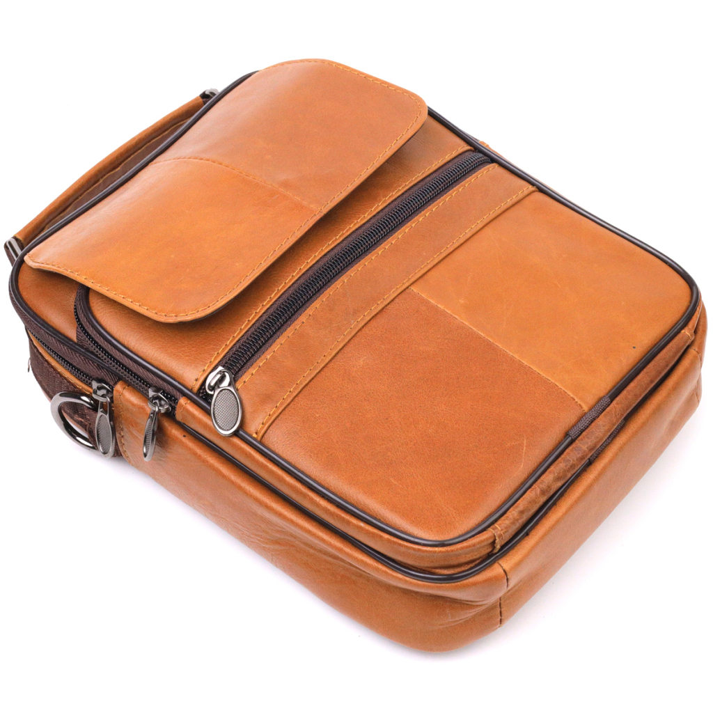 Сумка Vintage Чоловіча з ручкою шкіряна Руда (21273) - зображення 5