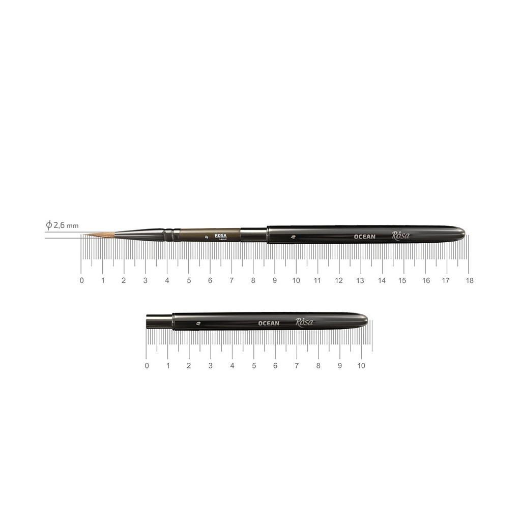 Пензлик для малювання Rosa Соболь круглий, TRAVEL BRUSH, OCEAN 168, № 4 (4823098516798) - зображення 1