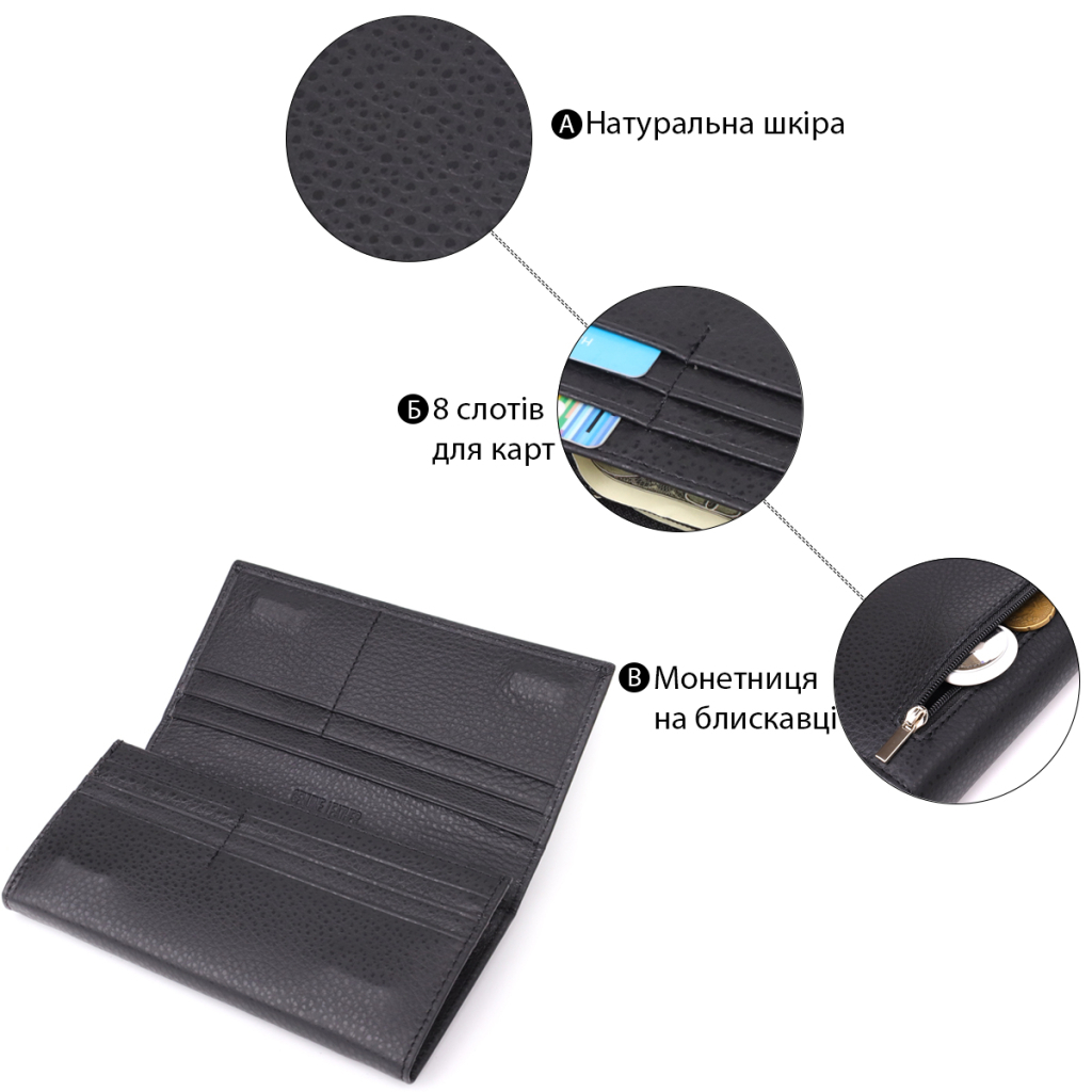 Гаманець ST Leather З натуральної шкіри Чорний (23084) - зображення 4
