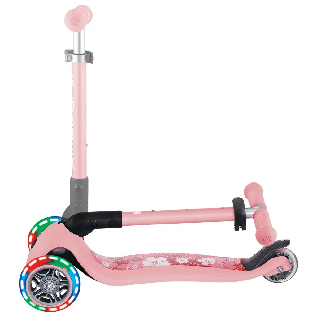 Самокат Globber Junior Foldable Lights до 50 кг 2+ Пастельно-рожевий з квітами (433-210) - зображення 11