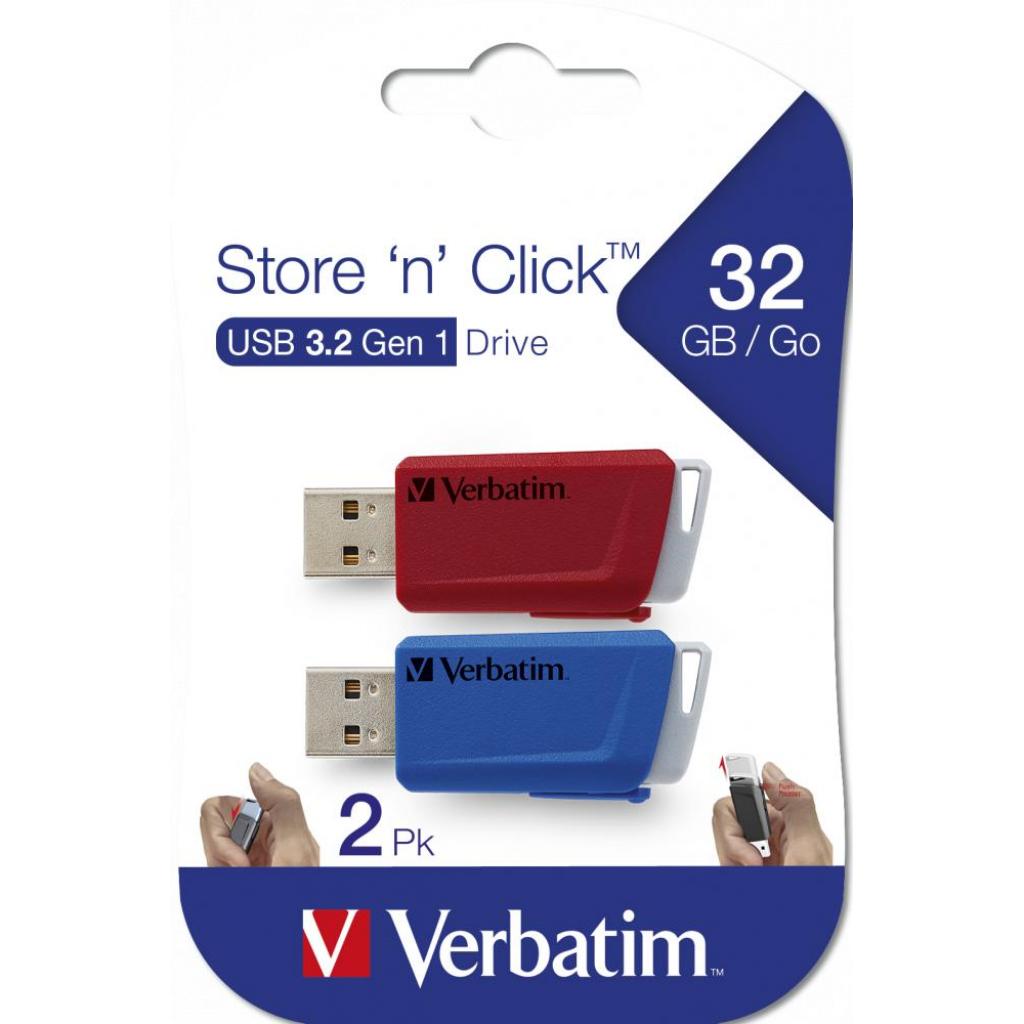 USB флеш накопичувач Verbatim 2x32GB Store 'n' Click Red/Blue USB 3.2 (49308) - зображення 10