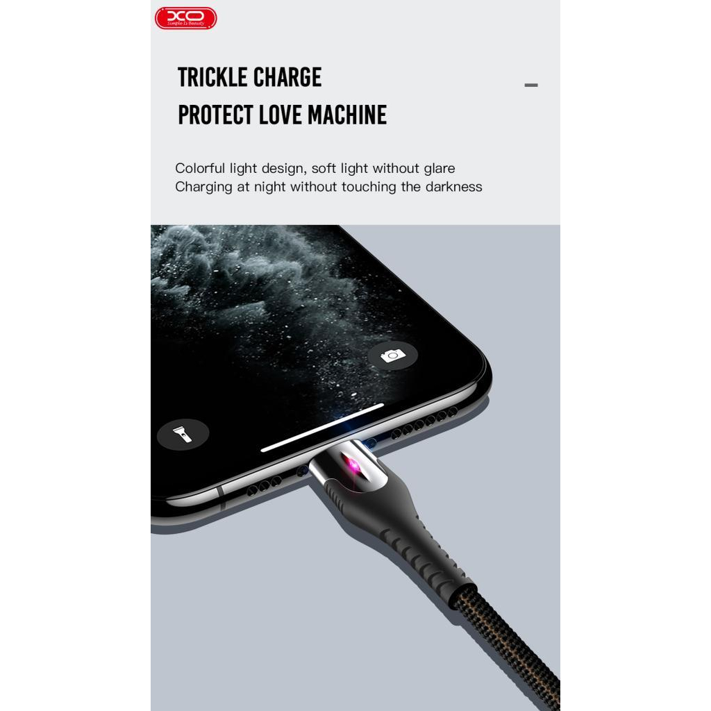 Дата кабель USB 2.0 AM to Lightning 1.0m 2A zinc alloy black XO (NB138-L-1-BK) - зображення 4