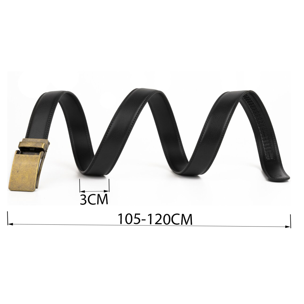 Ремінь Vintage Чоловічий з латунною прямокутною пряжкою Чорний (20332) - зображення 4