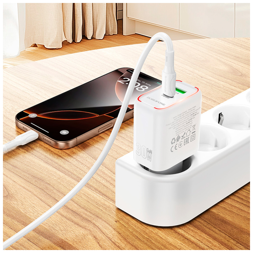 Зарядний пристрій BOROFONE BA89A Destello 1xUSB-C PD30W + 1xUSB QC3.0 White (6941991119361) - зображення 9