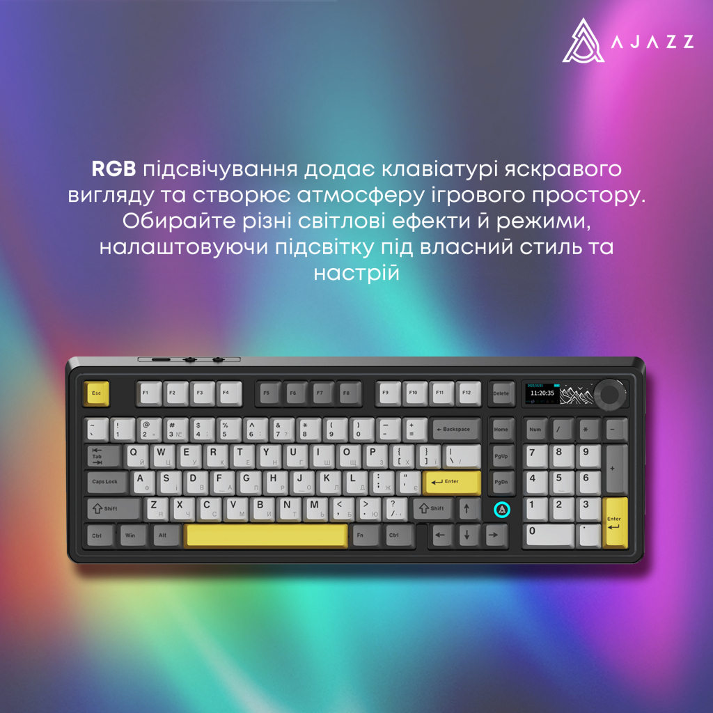 Клавіатура Ajazz AK980 V2 Gift Switch V2 Wireless/Bluetooth/USB UA Black/Grey/Yellow (AK980-V2-G-BGY) - изображение 16