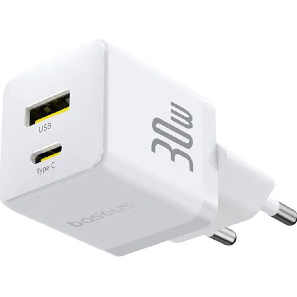 Зарядний пристрій Baseus 1xUSB-C 30W + 1xUSB white (P1011160A213-00) - зображення 4