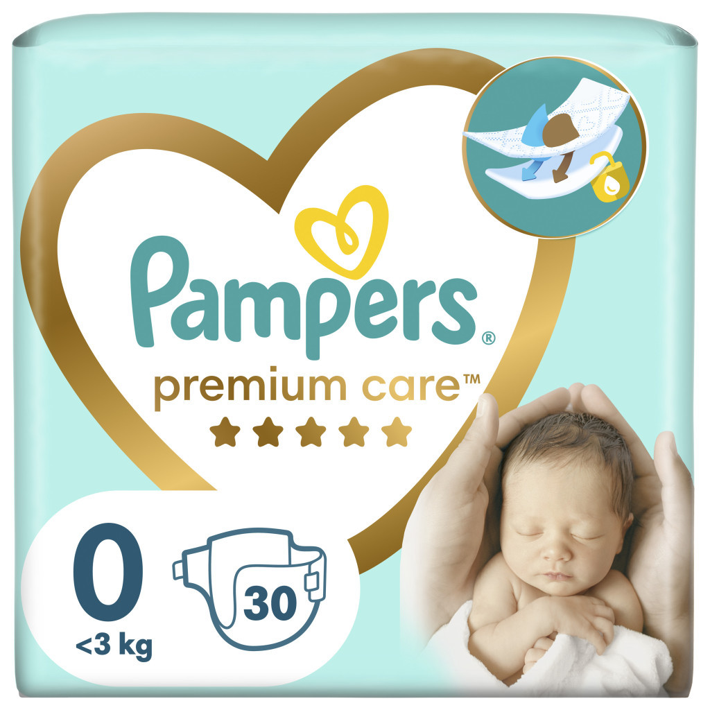 Підгузки Pampers Premium Care Micro Розмір 0 (<3 кг) 30 шт (4015400536857) - зображення 1