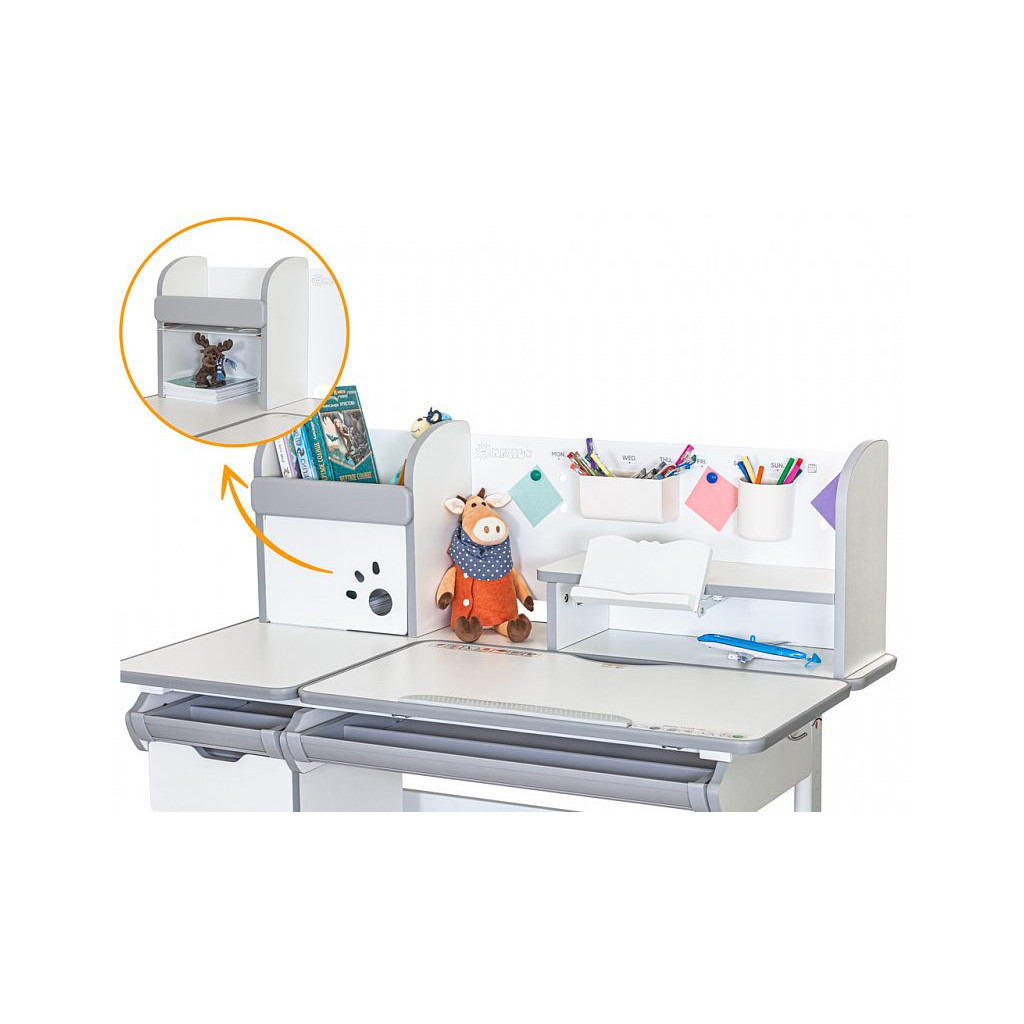 Парта Mealux Hamilton Multicolor Blue (BD-680 W/G MC+BL з полицею) - зображення 2