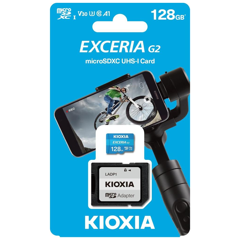 Карта пам'яті Kioxia 128GB microSDXC class 10 UHS-I U3 V30 A1 Exceria G2 (LMEX2L128GG2) - зображення 3