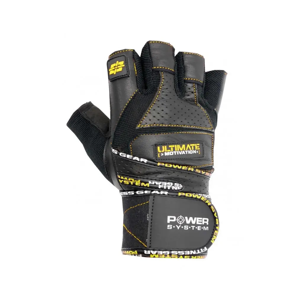 Рукавички для фітнесу Power System Ultimate Motivation PS-2810 Black Yellow Line L (PS_2810_L_Black/Yellow) - зображення 2