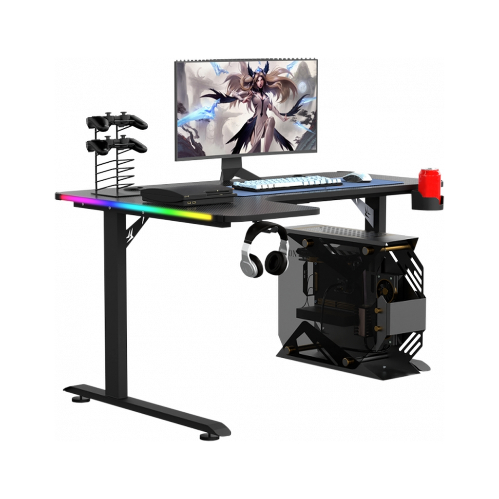 Комп'ютерний стіл GT Racer T-1217 Black (T-1217 (160x60-100x73) Black) - зображення 3