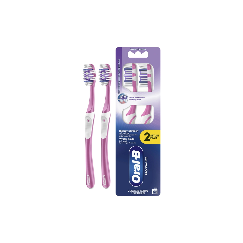 Зубна щітка Oral-B Pro 3D White Відбілювання Середньої жорсткості 2 шт. (8700216459761) - зображення 1
