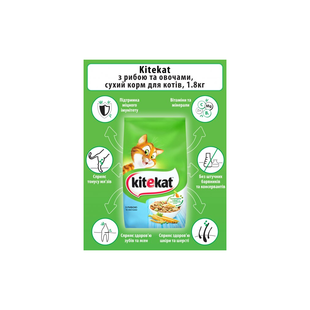 Сухий корм для кішок Kitekat Риба з овочами 1.8 кг (5900951279881) - зображення 5