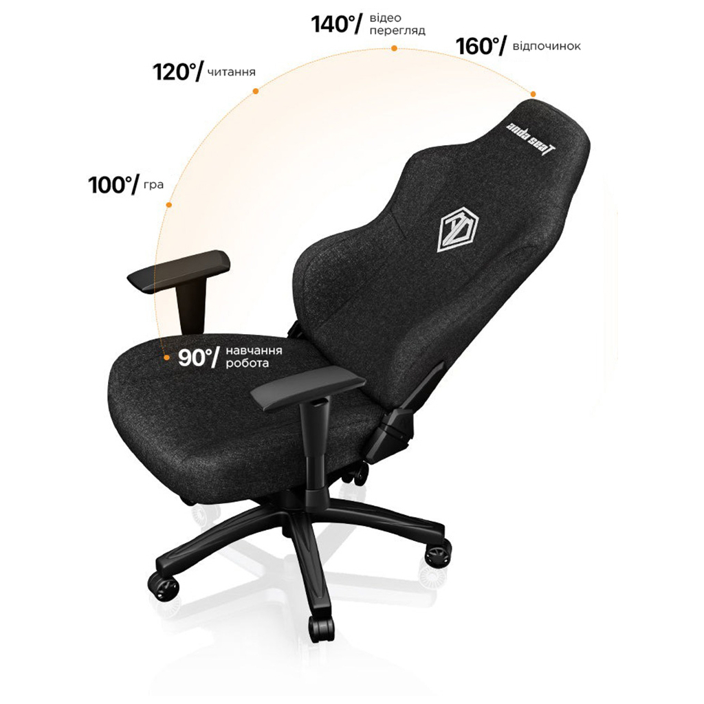 Крісло ігрове Anda Seat Phantom 3 Fabric Size L Black (AD18Y-06-B-F) - зображення 4