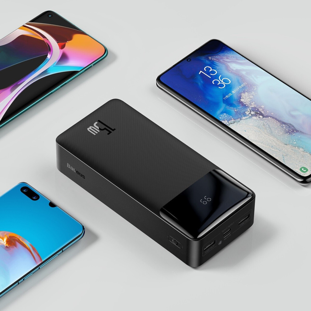 Батарея універсальна Baseus Bipow 30000mAh, 15W, USB-C/3A, 2*USB-A/3A(max.), +cable, black (PPBD050201) - зображення 8