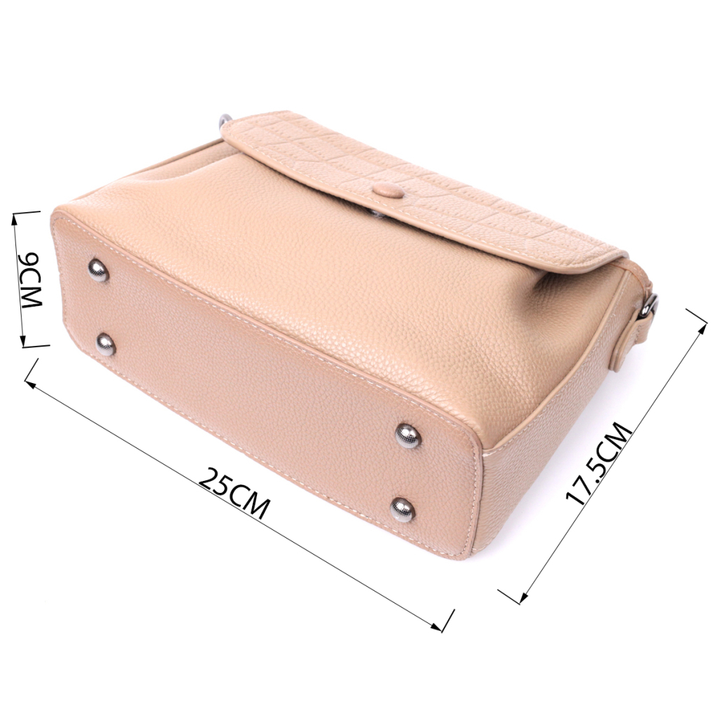 Сумка Vintage Жіноча з фактурним клапаном з натуральної шкіри Пудрова (22329) - зображення 3