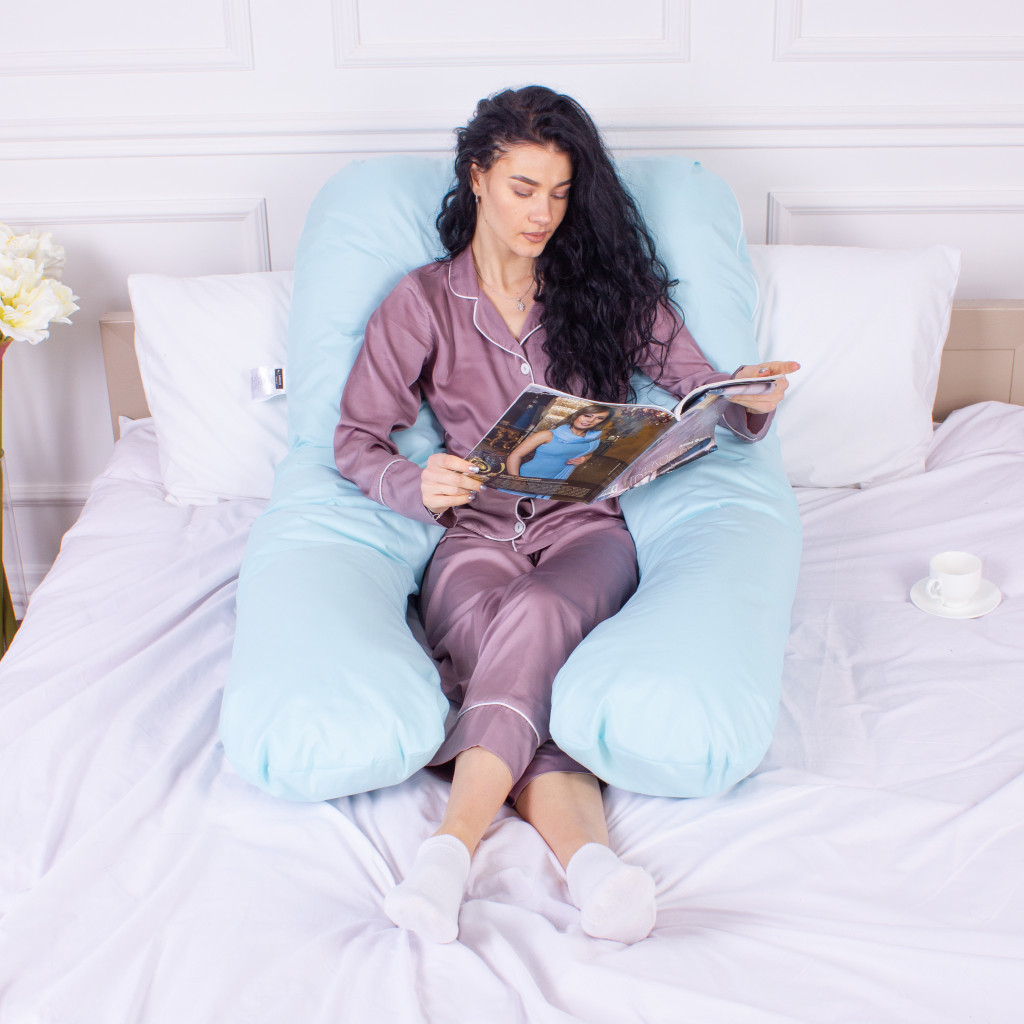 Подушка MirSon для вагітних та відпочинку Eco Line №8013 U-подібна Blue (2200006178378) - изображение 6