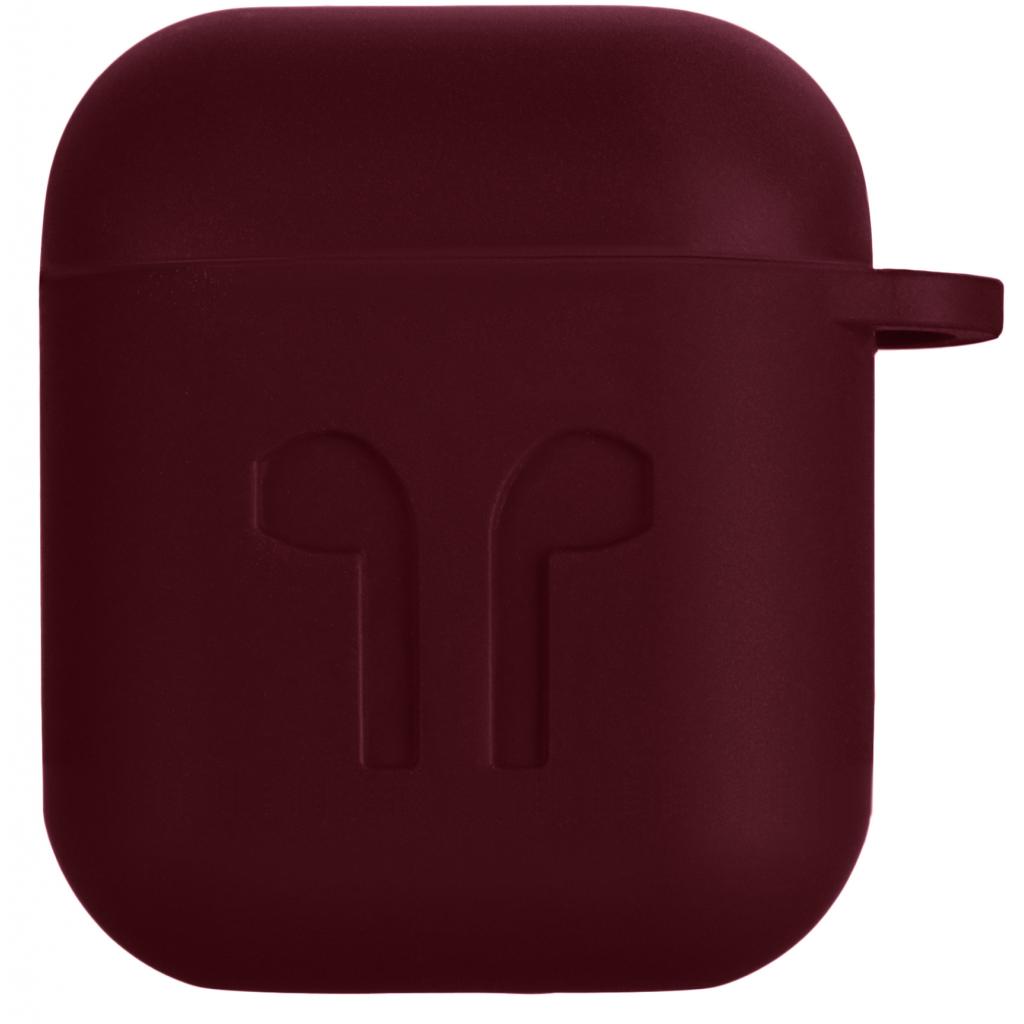 Чохол для навушників 2E для Apple AirPods Pure Color Silicone Imprint 1.5 мм Marsala (2E-AIR-PODS-IBSI-1.5-M) - изображение 1