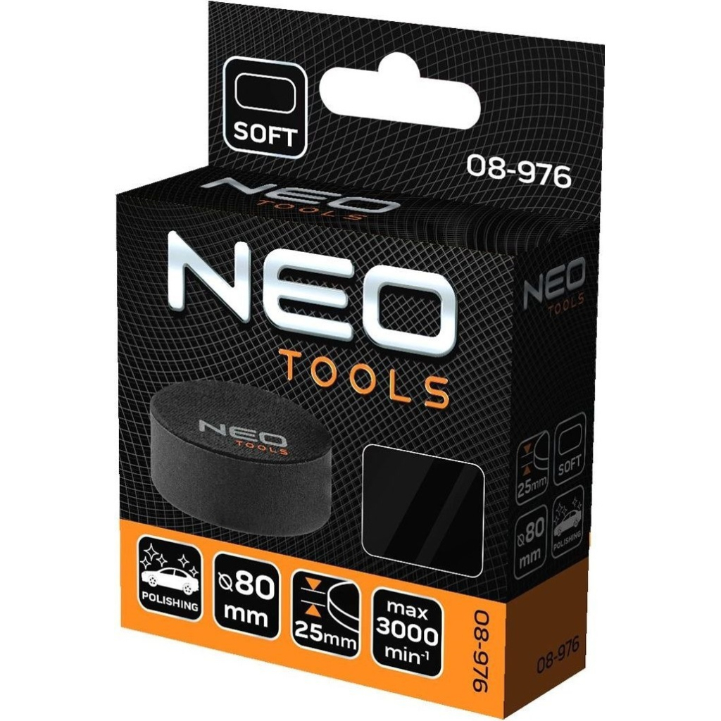 Диск полірувальний Neo Tools полірувальний, губка м’яка, на липучці, 80x25мм (08-976) - изображение 5