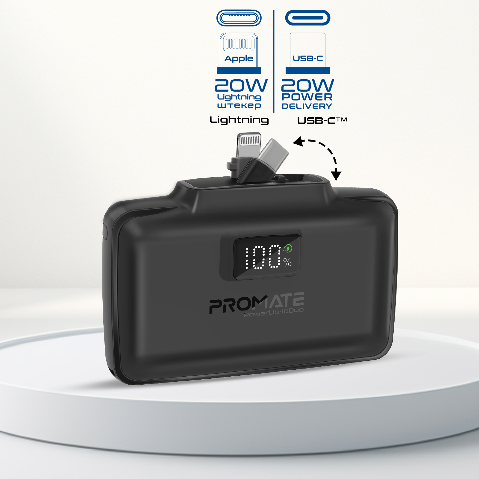 Універсальна мобільна батарея Promate PowerUp-10Duo 10000mAh 20W Black - изображение 3