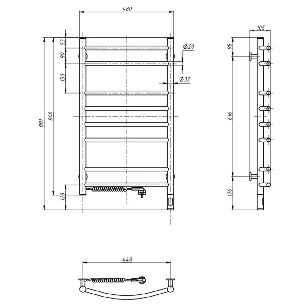 Сушарка для рушників Navin Камелія 480x800 (12-207133-4880) - изображение 4